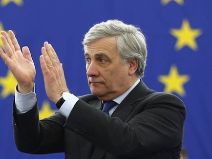 Antonio Tajani, tras ser elegido presidente del Parlamento Europeo, el pasado enero.