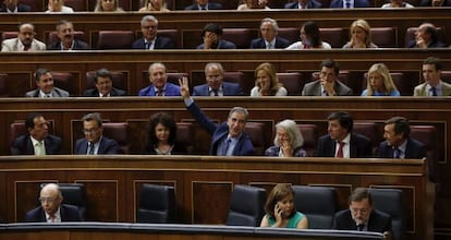 La bancada popular, durante el debate de los Presupuestos.