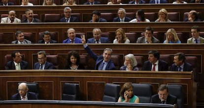 La bancada popular, durante el debate de los Presupuestos. 