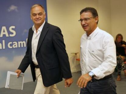 González Pons y Castellano, en la sede del PPCV, durante la presentación de la escuela de verano del partido.