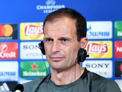 El entrenador de la Juventus, Massimiliano Allegri, en la rueda de prensa de este lunes.