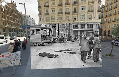 Un cadáver yace en la calle Montera.