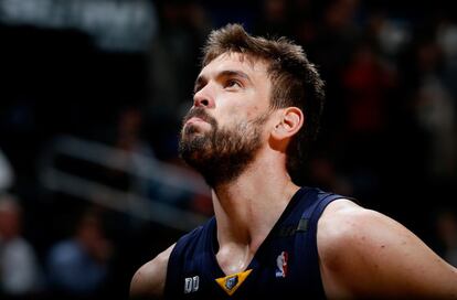 Marc Gasol lamenta un lazamiento fallado durante el partido ante los Atlanta Hawks.