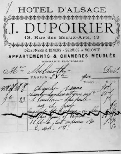 La factura en el hotel D'Alsace que Oscar Wilde dejó sin pagar.