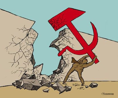 La caída del muro de Berlín, el 9 de noviembre de 1989, es conocida en Alemania como 'Die Wende' (el cambio). Con la reunificación de la Alemania Occidental y la comunista, se amplió la superficie pero no el número de Estados miembros de la Comunidad Económica Europea. Así lo ilustró el ucraniano Vladimir Kazanevsky.