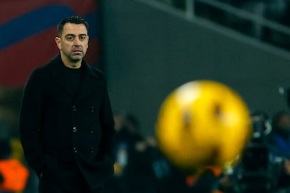 Xavi Hernández, durante el partido ante el Villarreal este sábado. 