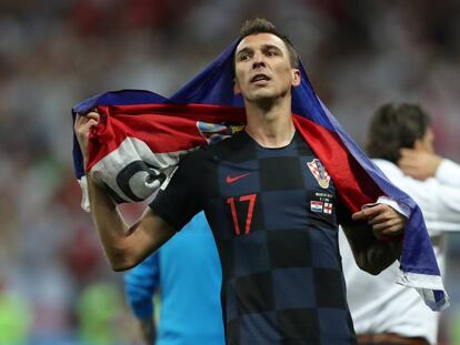 Mandzukic celebra el pase de Croacia a la final del Mundial.