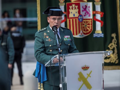 El coronel Diego Pérez de los Cobos durante el acto de toma de posesión como nuevo jefe de la Comandancia de la Guardia Civil de Madrid, en 2018.