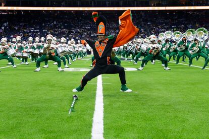 The Florida A&M University Marching 100 band performs during the 2023 National Battle of the Bands, a showcase for HBCU marching bands at NRG Stadium Saturday, Aug. 26, 2023, in Houston