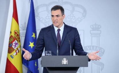 El presidente del Gobierno, Pedro Sánchez, este viernes en La Moncloa.