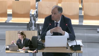 Manuel Morocho, agente de la Policía Nacional, durante el interrogatorio de la fiscal en el juicio del 'caso Gürtel' sobre Arganda, este martes.