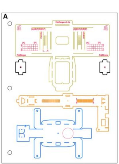 Esquema hecho en papel del Foldscope.