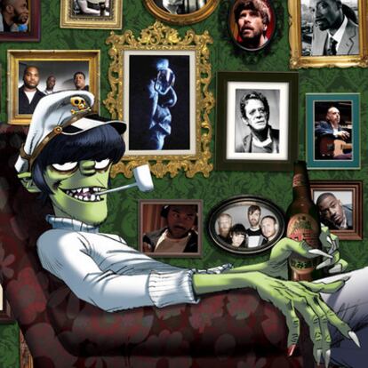 Gorillaz es la gran fiesta del talento pop organizada por Damon Albarn. A ella están invitadas estrellas como Lou Reed, De La Soul, Bobby Womack o Mark E. Smith. Algunos de ellos asoman en esta ilustración de Jamie Hewlett.