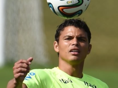 Thiago Silva durante um treino.