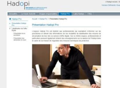 Página en Internet de Hadopi.
