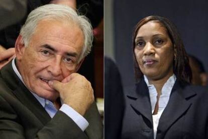 El exdirector del FMI, Dominique Strauss-Kahn, y la limpiadora de hotel que lo denuncia por violación, Nafissatou Diallo.