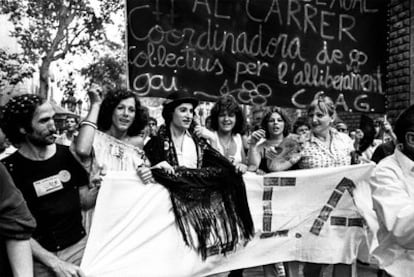 Ocaña, con mantilla, en una manifestación gay en 1978 en Barcelona.