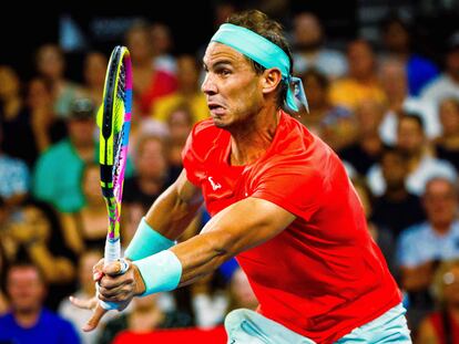 Nadal, durante el partido del viernes contra Thompson en Brisbane.