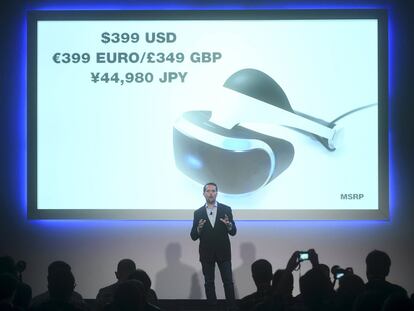 Presentación del casco de realidad virtual de Sony en San Francisco.