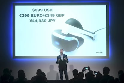 Presentación del casco de realidad virtual de Sony en San Francisco.