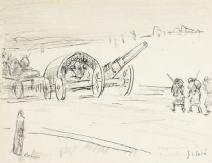 Un dels vuit dibuixos inèdits de Clarà del front de Verdun.