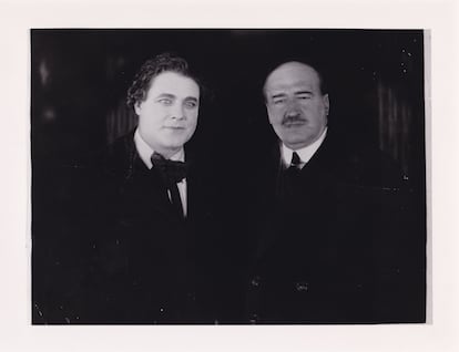 Blasco Ibáñez con el actor William Farnum en New Jersey, 1919.