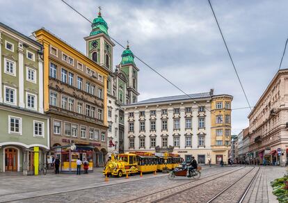 Plaza en el centro de Linz, en Alta Austria