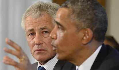 El presidente de EE UU, Barack Obama, y el secretario de Defensa, Chuck Hagel.