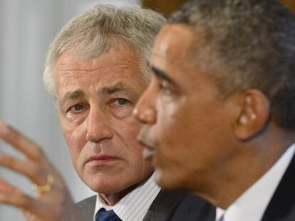 El presidente de EE UU, Barack Obama, y el secretario de Defensa, Chuck Hagel.