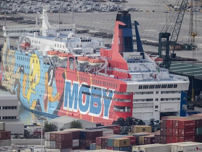 ‘Moby,’ one of the ships rented by the Interior Ministry to house members of Civil Guard and National Police.