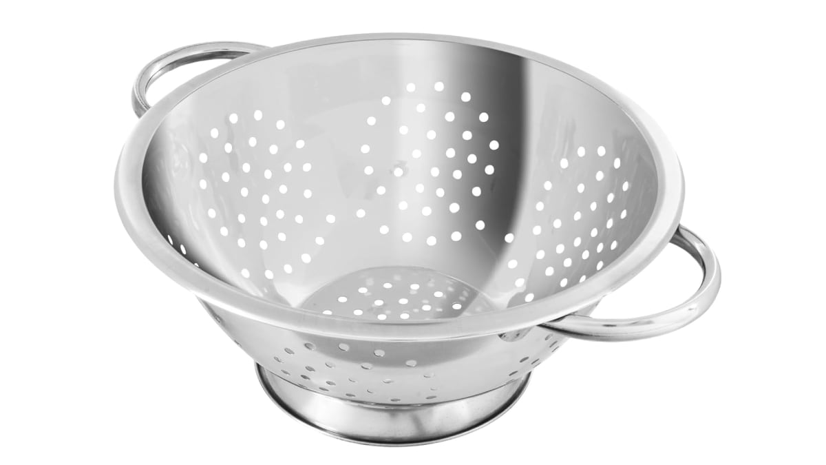 Colador de cocina en acero inoxidable.