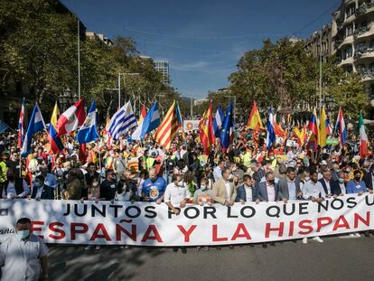 Una imagen de la manifestación del 12 de Octubre de 2021 en Barcelona.