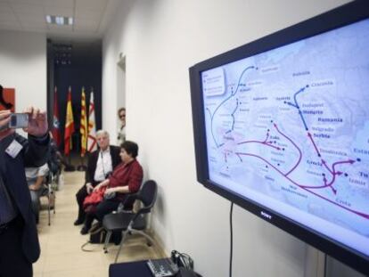 Mapa con las migraciones sefardies expuesto en el congreso organizado por la casa de Israel en &Aacute;vila el pasado 30 de abril.