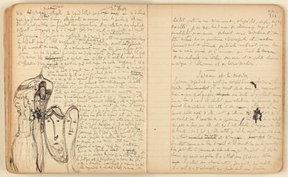 Detalle del manuscrito de &#039;Por el camino de Swann&#039;, expuesto en la Biblioteca Nacional de Francia.