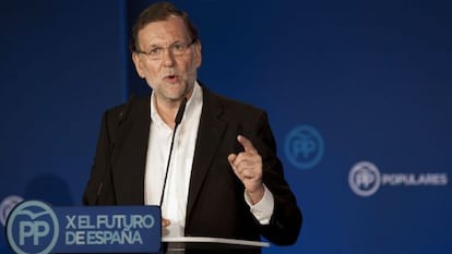 El president del Govern, Mariano Rajoy, durant la seva intervenció a la clausura de l'escola d'estiu del seu partit a Lloret de Mar.