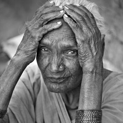Una anciana de la casta de los Intocables en Jaipur (India).