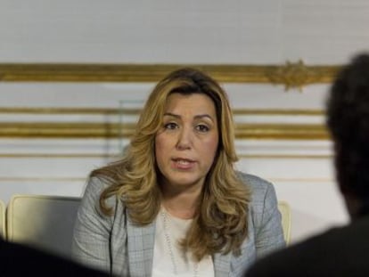 La presidenta de la Junta de Andaluc&iacute;a, Susana D&iacute;az durante una reuni&oacute;n en Sevilla, este viernes.
