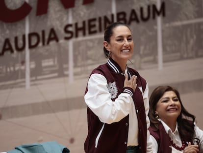 Claudia Sheinbaum en el Instituto Politécnico Nacional, este 8 de abril.