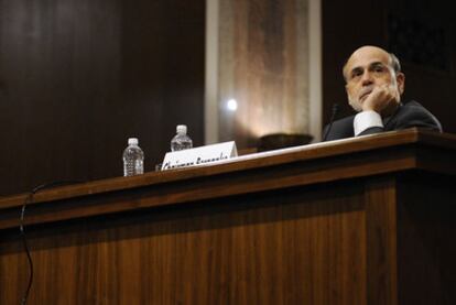 Ben Bernanke, durante la comparecencia de ayer en el Congreso de EE UU.