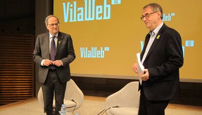 Quim Torra i el periodista Vicent Partal.