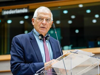 Josep Borrell, durante el debate de este miércoles en el Parlamento Europeo.