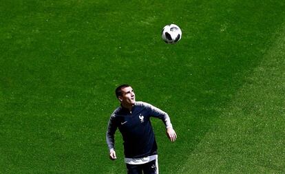 Griezmann, durante el último entrenamiento de Francia antes de debutar ante Australia en Kazan