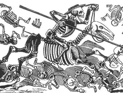 &#39;Ésta es de don Quijote la primera, la sin par, la gigante calavera&#39;, del mexicano José Guadalupe Posada (1852-1931).