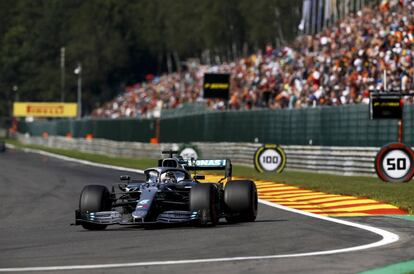 Lewis Hamilton, en el circuito del GP de Bélgica.