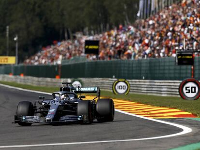 Lewis Hamilton, en el circuito del GP de Bélgica.