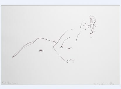 Las tres visiones de Kate Moss salen a subasta junto con otros retratos de populares personajes, del mundo del arte, como Pablo Picasso; el cine, como Marilyn Monroe; la música, como Mick Jagger; la realeza, como Diana de Gales, y hasta la política, con varios retratos, también muy distintos entre ellos, de Lenin. En la imagen el dibujo de Kate Moss, obra de Tracey Emin, del año 2000.