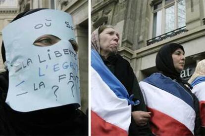 Protesta de mujeres musulmanas en París en enero de 2004 contra la ley que prohíbe el velo en las escuelas.