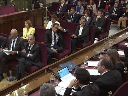 Los acusados en el juicio del 'procés', durante la intervención de las defensas en una de las sesiones.