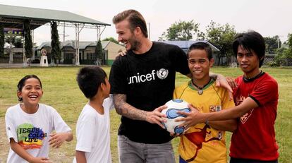 Beckham, en un viaje a Manila en 2011.