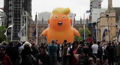 El 'Baby Trump'', durante la protesta en Londres.